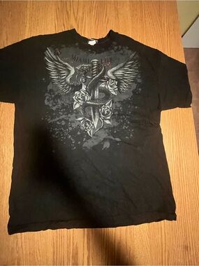 2006 Miami Ink Tattoo Sword Snake Wings Tshirt Large Black- Grunge